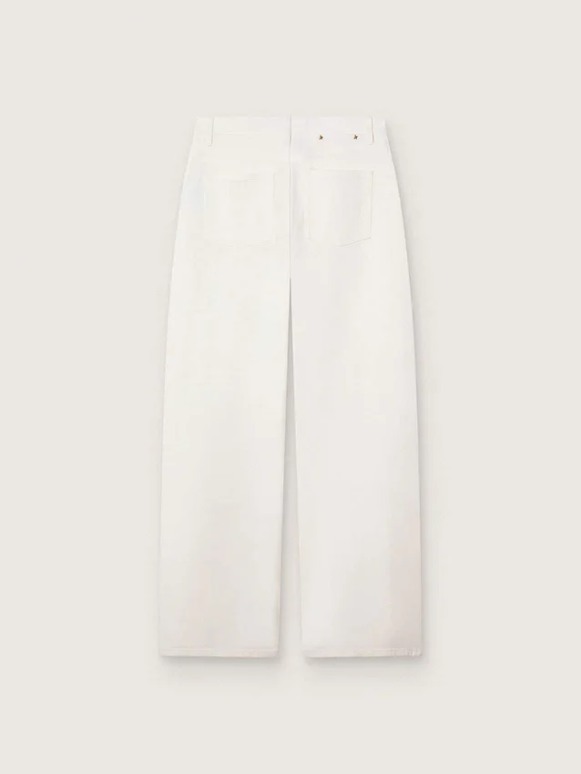 Goldene Boyfriend-Jeans für Damen aus optisch weißem Bull-Denim