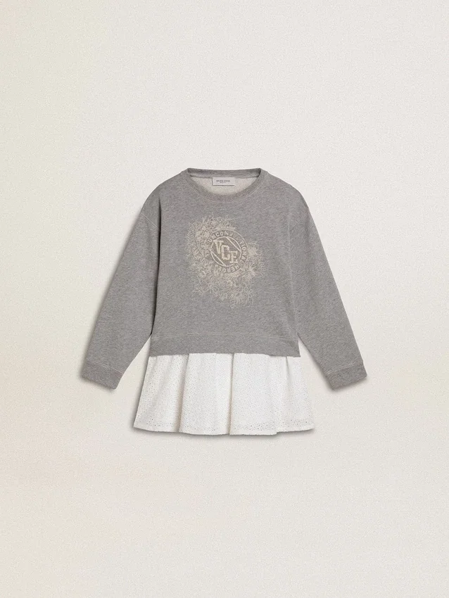 Grau-weißes Minikleid für Mädchen