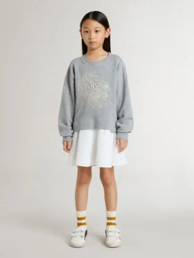 Grau-weißes Minikleid für Mädchen
