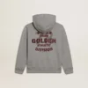 Graues Melange-Kapuzensweatshirt mit Aufdruck auf der Rückseite