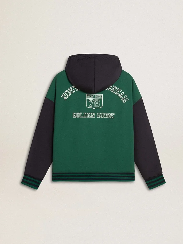 Grün-blaues Wende-Kapuzensweatshirt für Herren