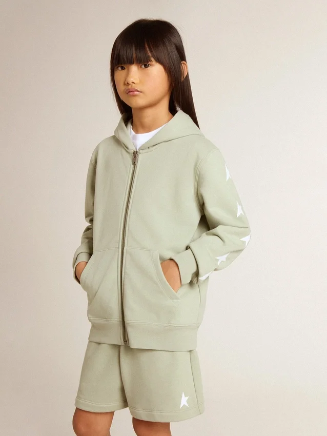 Hellgrünes Sweatshirt mit Reißverschluss