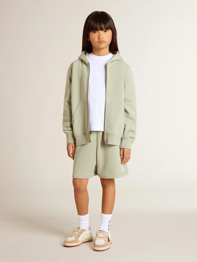Hellgrünes Sweatshirt mit Reißverschluss