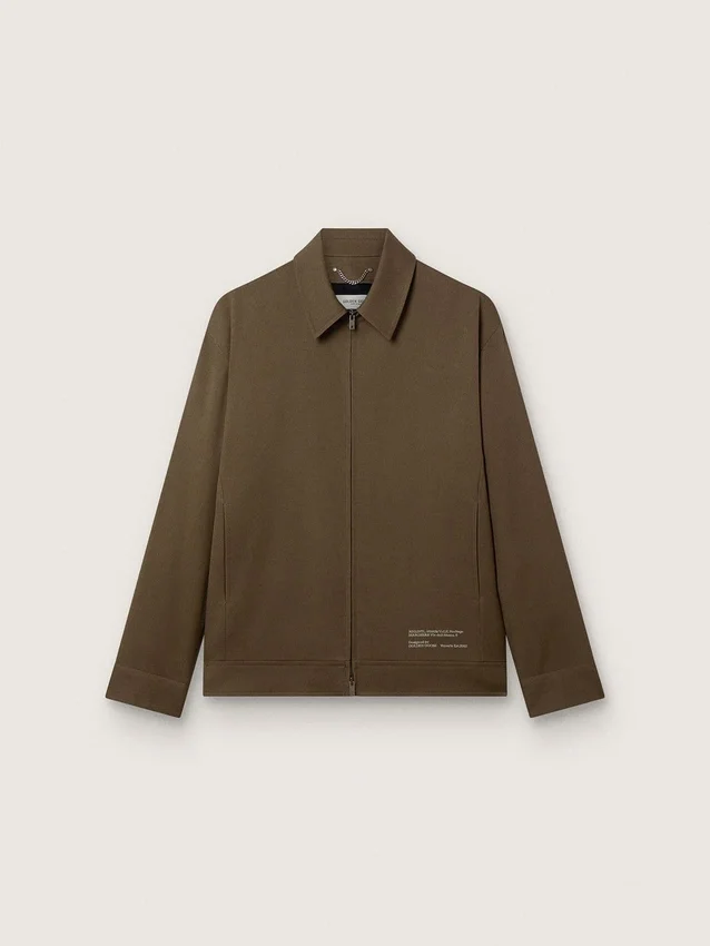 Herren-Coach-Jacke aus Wollgabardine mit Stickerei