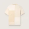 Herren-Hemd aus Baumwolljersey mit weiß-beigem Patchwork-Effekt