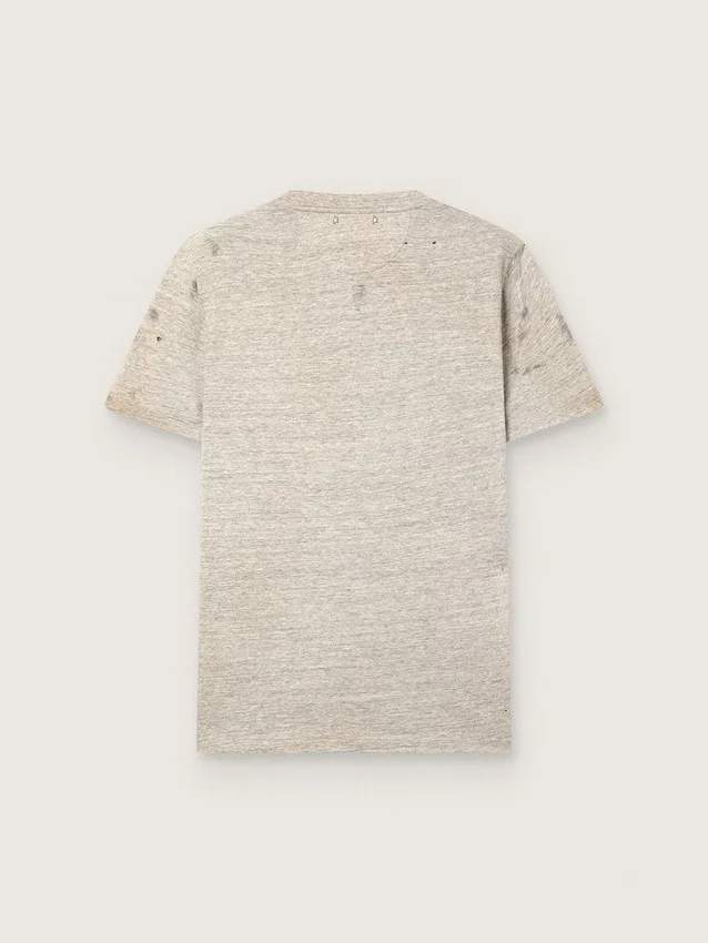 Herren-Hemd aus grau meliertem Jersey mit Vintage-Print