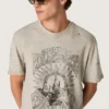 Herren-Hemd aus grau meliertem Jersey mit Vintage-Print
