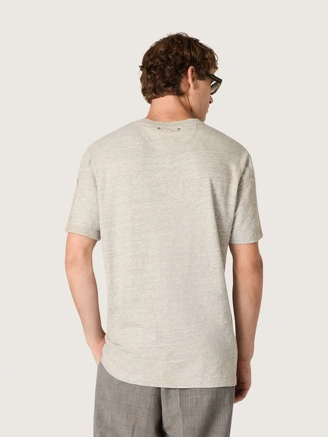 Herren-Hemd aus grau meliertem Jersey mit Vintage-Print