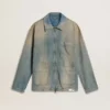 Herren-Jeansjacke im Distressed-Look mit Reißverschluss