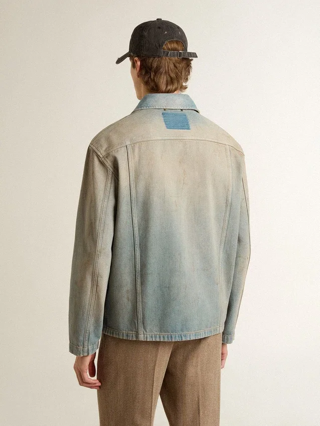 Herren-Jeansjacke im Distressed-Look mit Reißverschluss