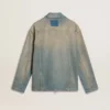 Herren-Jeansjacke im Distressed-Look mit Reißverschluss