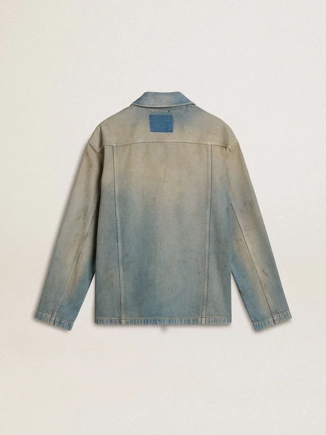Herren-Jeansjacke im Distressed-Look mit Reißverschluss