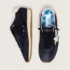 Herren-Marathon aus marineblauem Wildleder mit weißem Lederstern und Fersenlasche