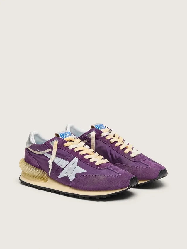 Damen-Marathon mit violettem Nylon-Obermaterial und weißem Stern