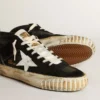 Herren-Mid Star aus schwarzem Nappa und Wildleder mit weißem Lederstern