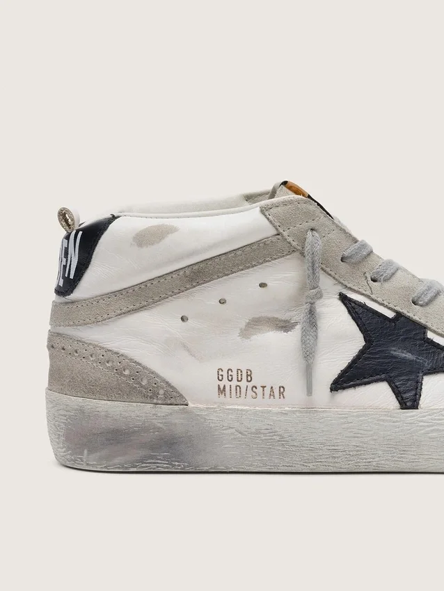 Herren-Mid Star in Weiß mit schwarzem Stern