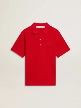 Herren-Poloshirt aus rotem Baumwoll-Piqué