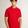 Herren-Poloshirt aus rotem Baumwoll-Piqué