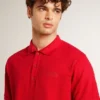 Herren-Poloshirt aus rotem Baumwoll-Piqué