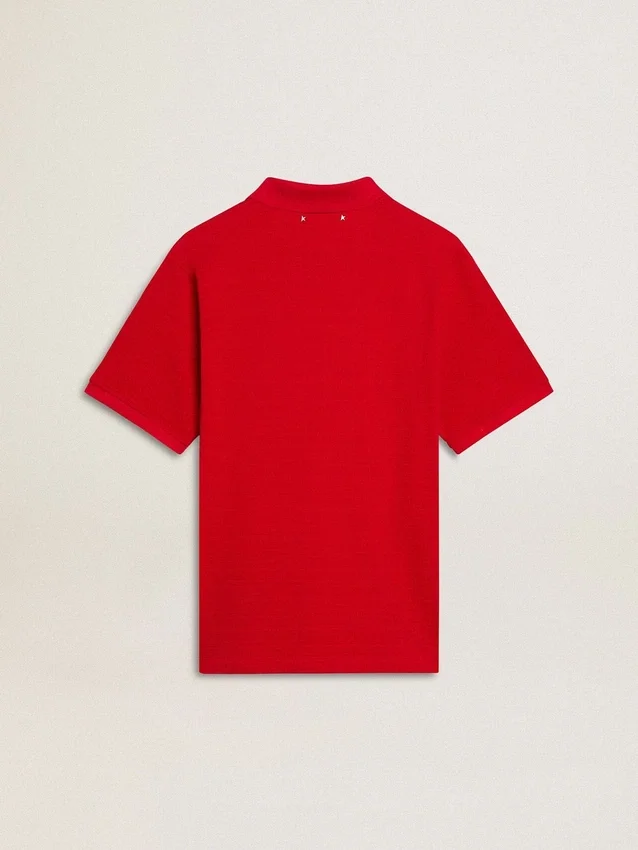 Herren-Poloshirt aus rotem Baumwoll-Piqué