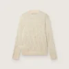 Herren-Pullover mit Rundhalsausschnitt aus weißer Merinowolle mit durchgehenden Kristallen