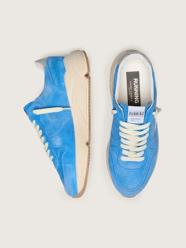 Herren-Running Sole aus hellblauem Wildleder mit weißem Stern