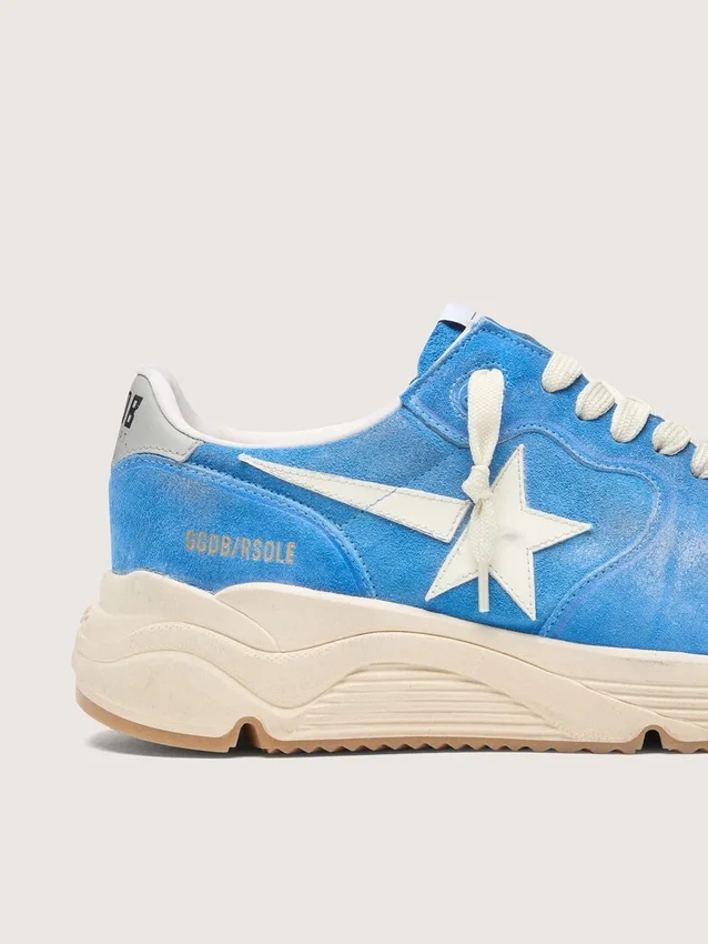 Herren-Running Sole aus hellblauem Wildleder mit weißem Stern