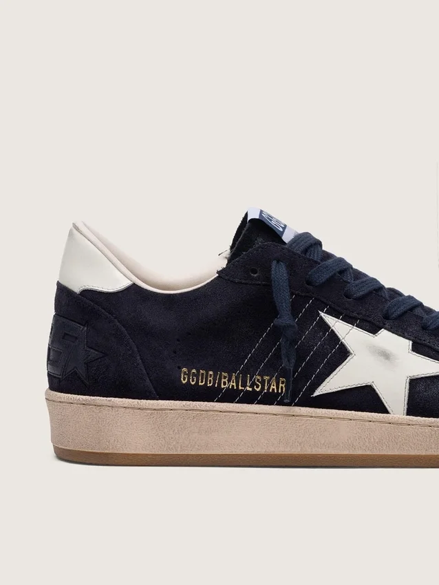 Herren-Sneaker „Ball Star“ aus dunkelblauem Wildleder mit weißem Lederstern