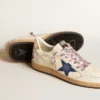 Herren-Sneaker „Ball Star“ aus Nappaleder mit blauem Stern aus Wildleder und Fersenlasche aus platinfarbenem Leder