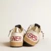 Herren-Sneaker „Ball Star“ aus Nappaleder mit blauem Stern aus Wildleder und Fersenlasche aus platinfarbenem Leder