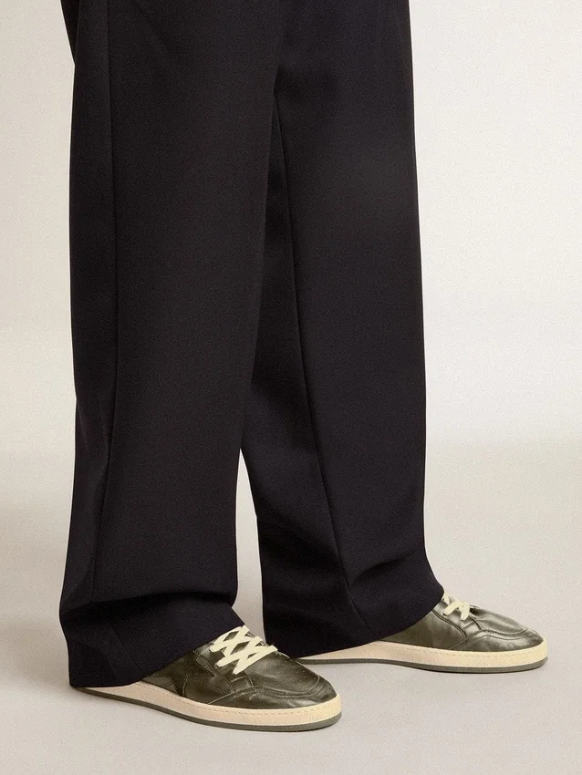 Herren-Sneaker „Ball Star“ aus schwarzem Nappaleder mit Stern aus Wildleder und Fersenlasche aus Nappaleder