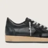 Herren-Sneaker „Ball Star“ aus schwarzem Nappaleder mit Stern aus Wildleder und Fersenlasche aus Nappaleder