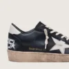 Herren-Sneaker „Ball Star“ aus schwarzem Nappaleder mit weißem Lederstern und Fersenlasche