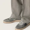 Herren-Sneaker „Ball Star LTD“ aus grauem Denim mit schwarzem Lederstern