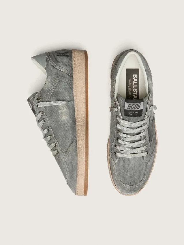 Herren-Sneaker „Ball Star LTD“ aus grauem Denim mit schwarzem Lederstern