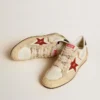 Herren-Sneaker „Ball Star LTD“ aus Nappaleder mit rotem Lederstern und Lederlasche an der Ferse