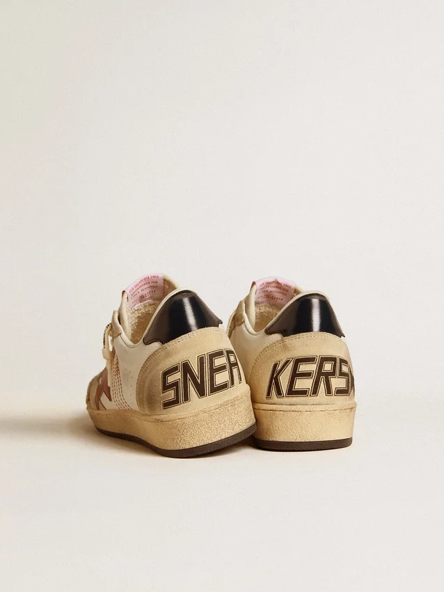 Herren-Sneaker „Ball Star LTD“ aus Nappaleder mit rotem Lederstern und Lederlasche an der Ferse