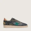 Herren-Sneaker „Ball Star LTD“ aus schwarzem Leder mit grün gesticktem Stern