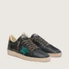 Herren-Sneaker „Ball Star LTD“ aus schwarzem Leder mit grün gesticktem Stern