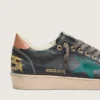Herren-Sneaker „Ball Star LTD“ aus schwarzem Leder mit grün gesticktem Stern