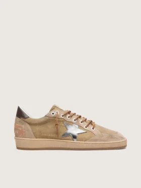 Herren-Sneaker „Ball Star LTD“ aus tabakfarbenem Wildleder mit silbernem Stern