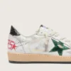 Herren-Sneaker „Ball Star“ mit Stern aus Metallic-Leder und grauer Lederlasche an der Ferse