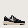 Herren-Sneaker mit Running Sole aus schwarzem Nappaleder und Wildleder mit weißem Stern