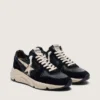 Herren-Sneaker mit Running Sole aus schwarzem Nappaleder und Wildleder mit weißem Stern