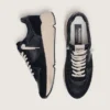 Herren-Sneaker mit Running Sole aus schwarzem Nappaleder und Wildleder mit weißem Stern
