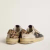 Herren-Stardan aus Nappa und Mesh mit Fersenlasche aus Ponyfell mit Leopardenmuster