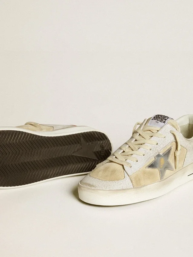 Herren-Stardan aus Nubuk- und Crackle-Leder mit silbernem Metallic-Lederstern