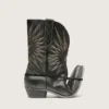 Herren-Stiefel „Wish Star“ aus schwarzem Leder mit silbernem Stern