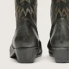 Herren-Stiefel „Wish Star“ aus schwarzem Leder mit silbernem Stern