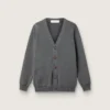 Herren-Strickjacke aus melierter grauer Baumwolle mit Logo auf der Rückseite